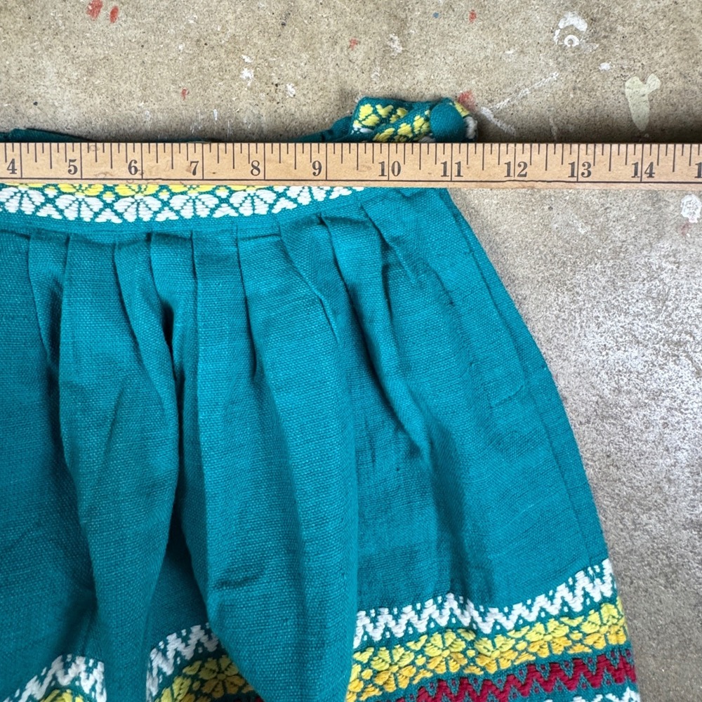 Vtg LaRegional Handwoven Skirt Womens Size 24 Folk Art Teal Multicolor Guatemala - Picture 8 of 10